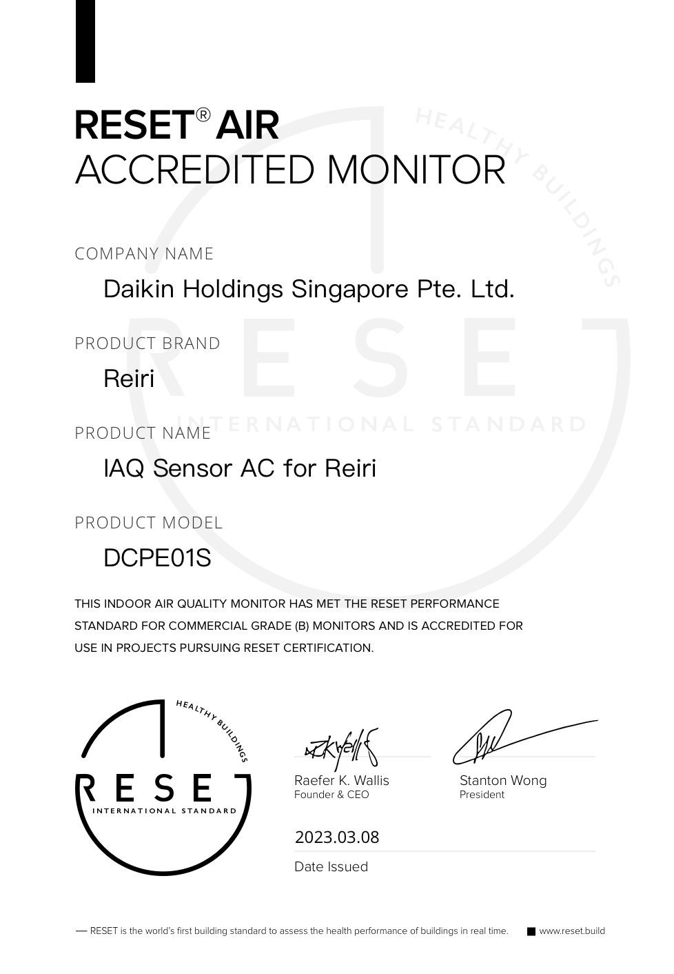 RESET_certificate_Reiri_IAQ Sensor AC