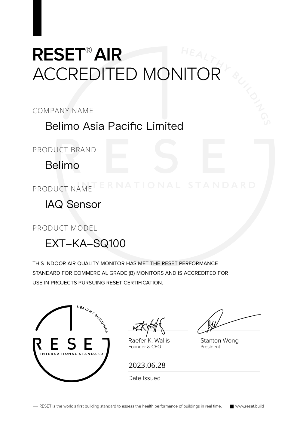 RESET_certificate_Belimo_IAQ Sensor EXT-KA-SQ100