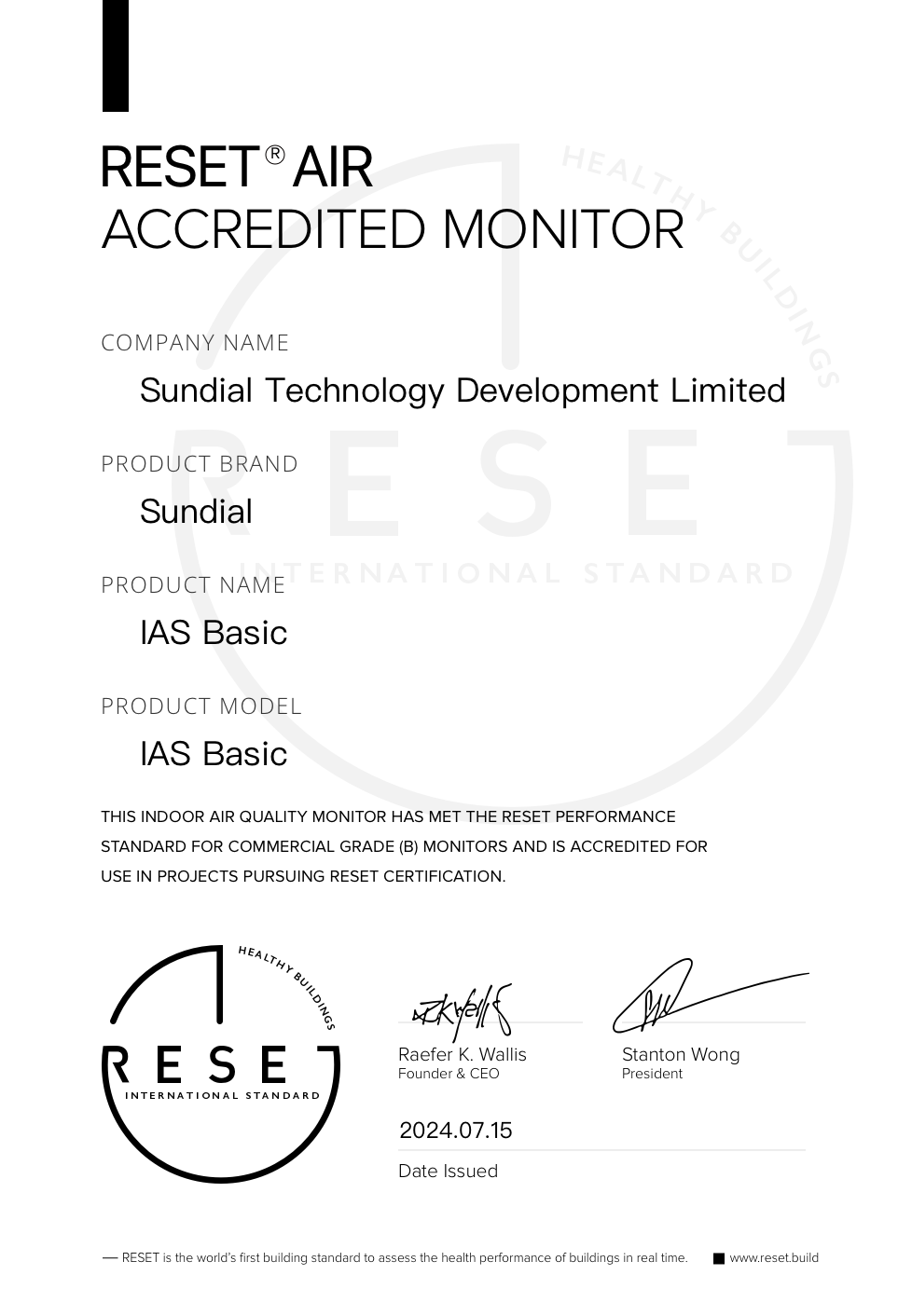 RESET_certificate_Sundial Technology_IAS Basic