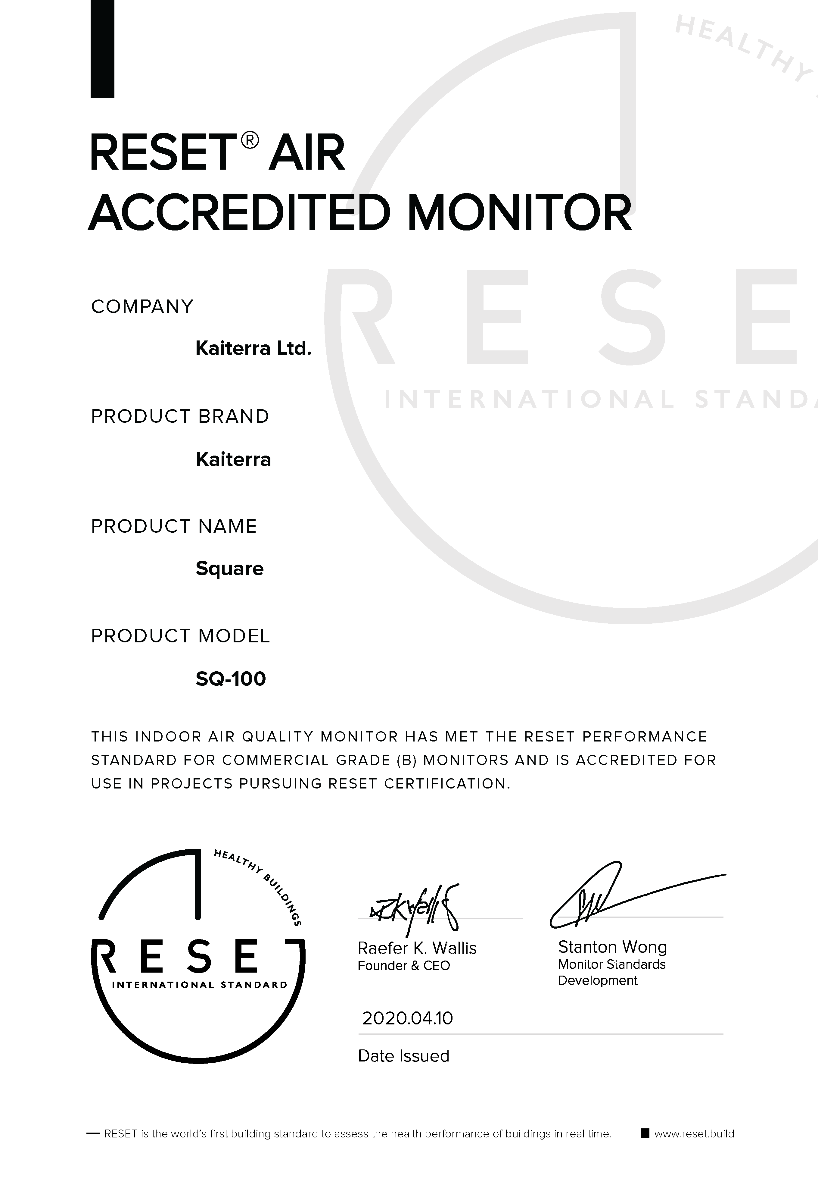 RESET_certificate_Kaiterra_Square