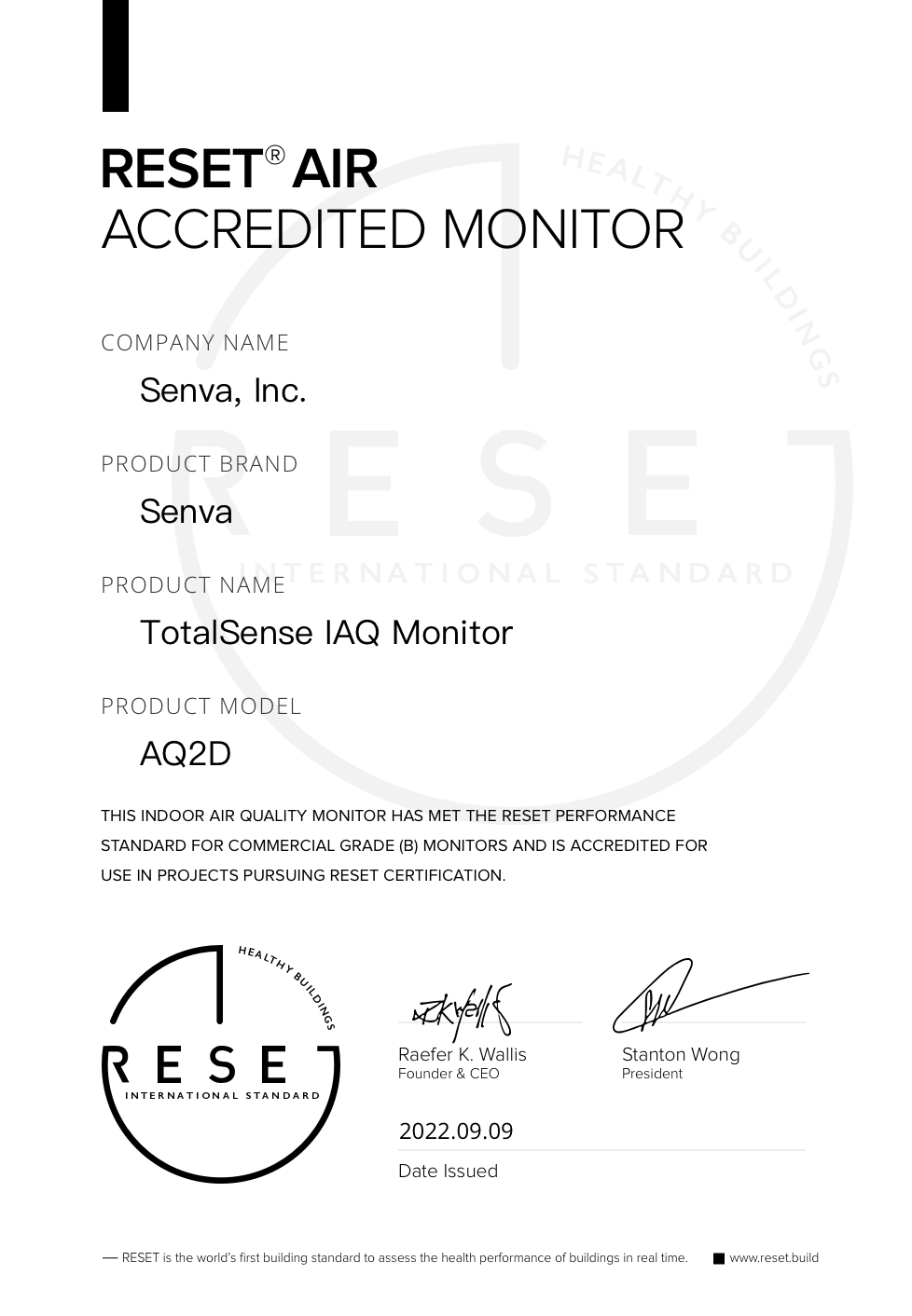 RESET_certificate_Senva_TotalSense IAQ Monitor AQ2D
